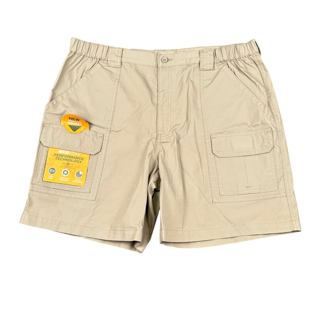 Savane Hiking Shorts Mens 40W Khaki Tan Cargo Elastic Waist NWT